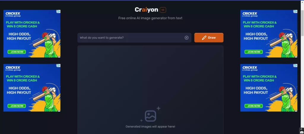 Craiyon home page