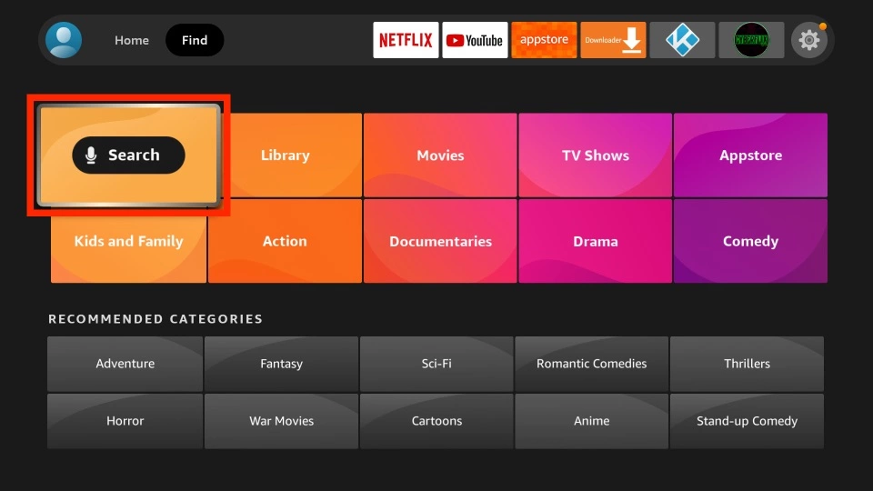 Search option on Firestick; How to Get PPV on Firestick for Free