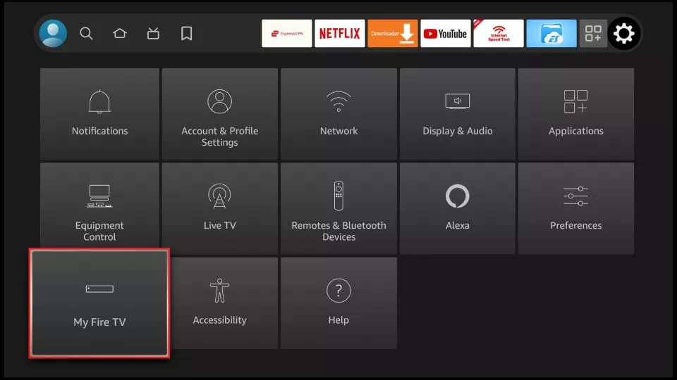 My Fire TV option in Firestick settings; how to sideload apps on Firestick