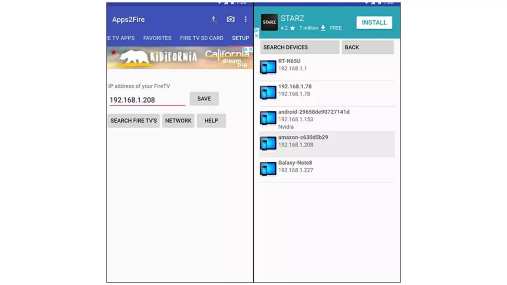 Entering ip address on apps2fire;  how to sideload apps on Firestick