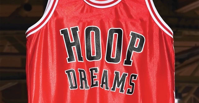 A player jersey with Hoop Dreams written on it; Where to watch Hoop Dreams