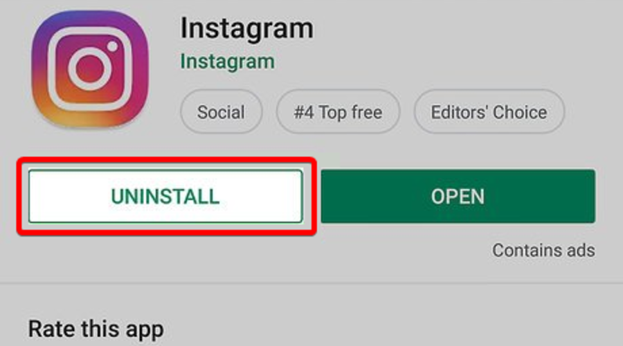Fix Can't Share Post to My Instagram Story by Uninstalling and Reinstalling the App
