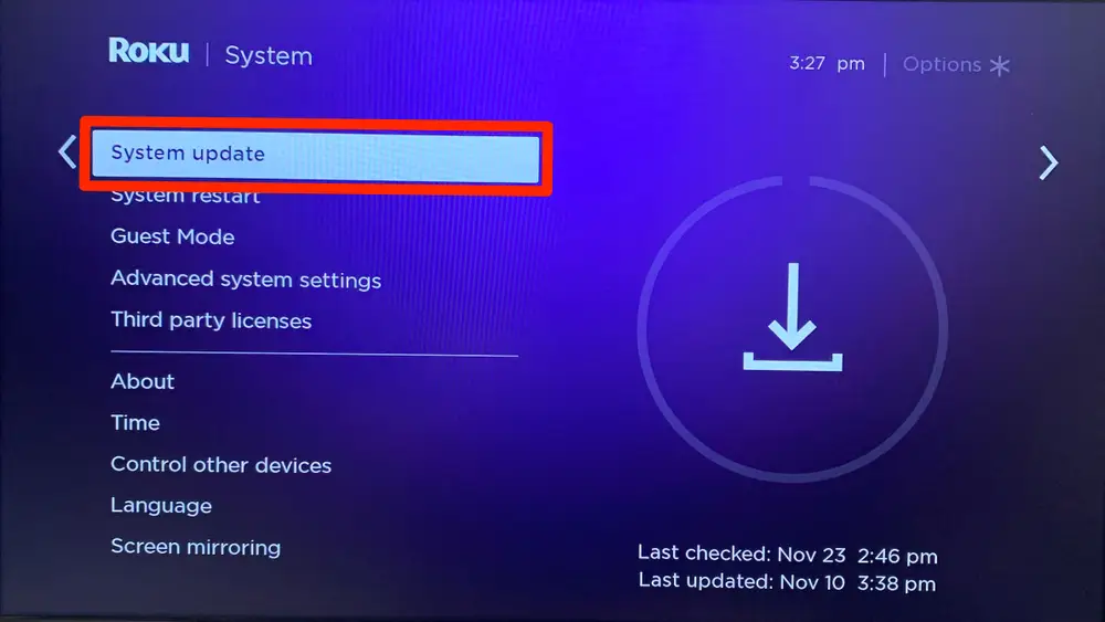 Roku system update; Uzzu TV on Roku