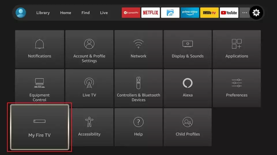 My Fire TV in settings on firestick; How to Install Terrarium on Firestick- The Streaming Combo