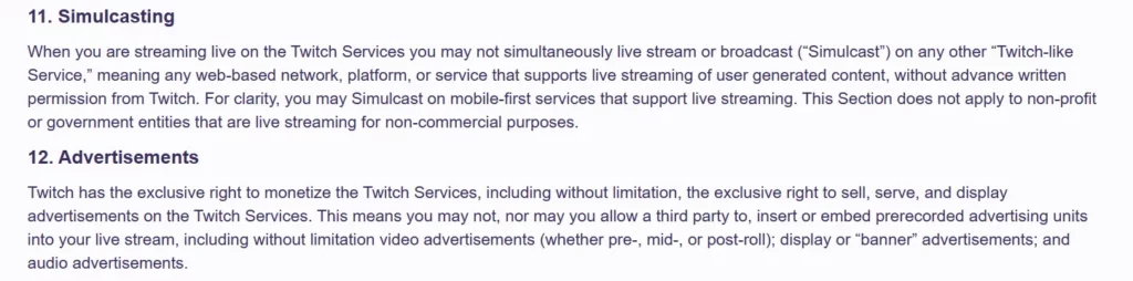 Twitch policy on Multi-streaming