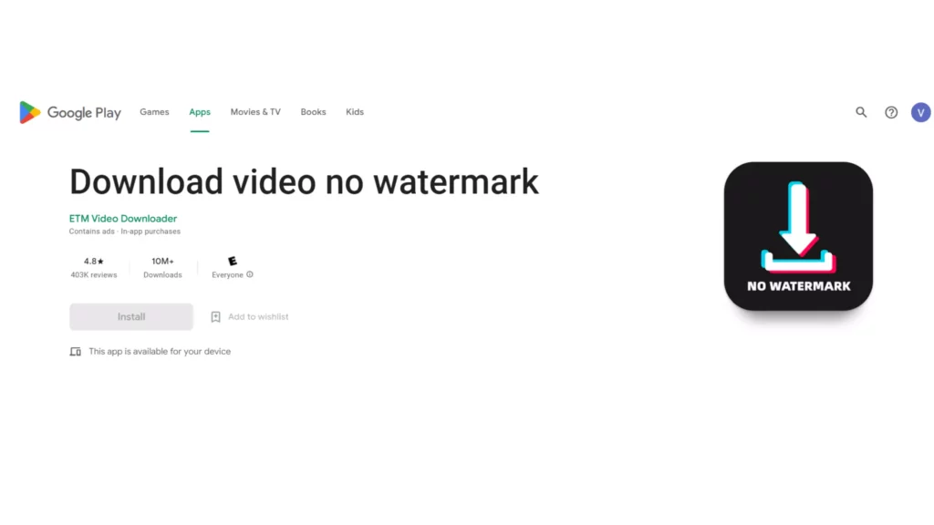 No Watermark By ETM Video Downloader