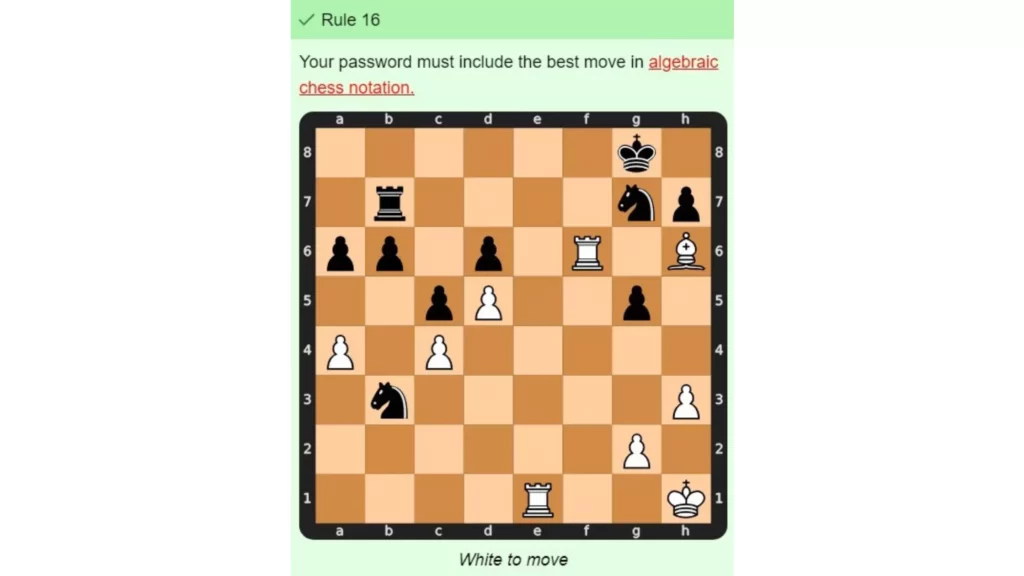 Password Rule 16: Best Move in Algebraic Chess Notation