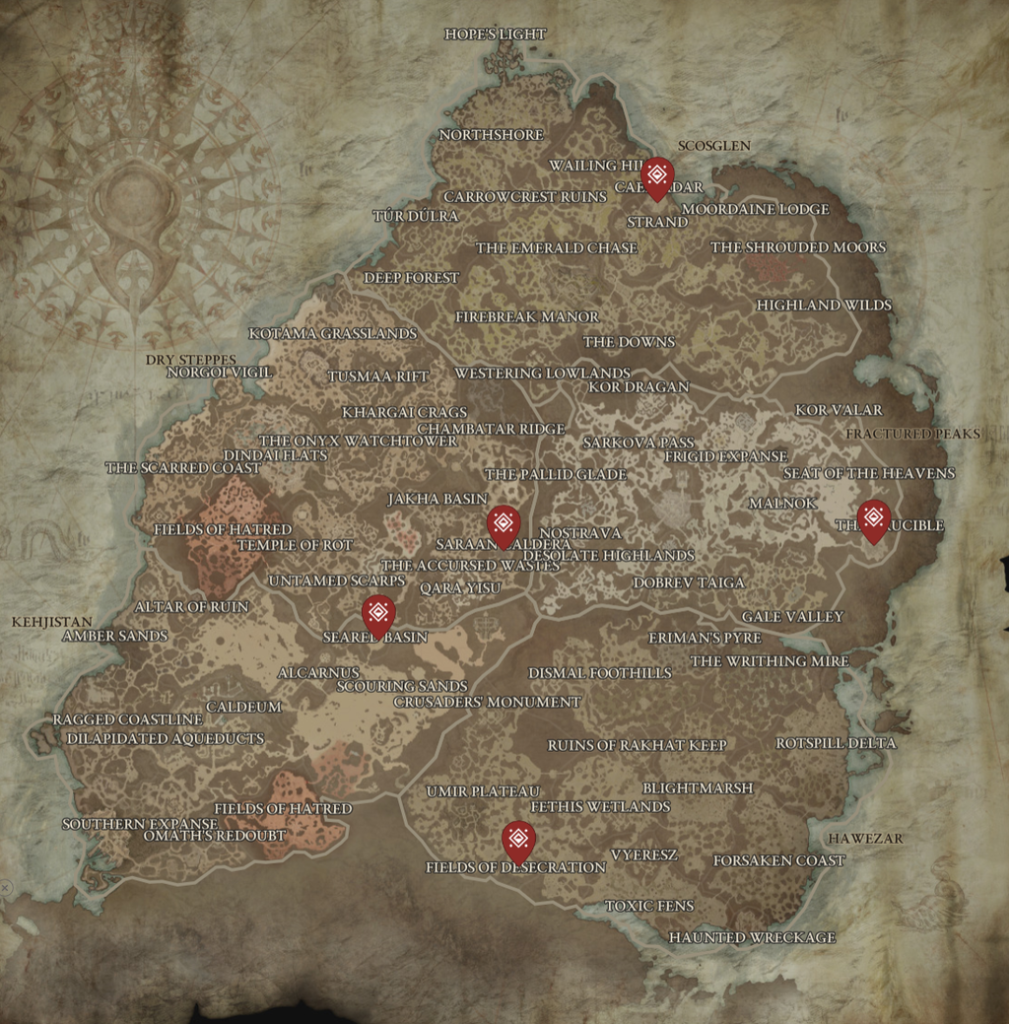 Diablo 4 World Boss locations