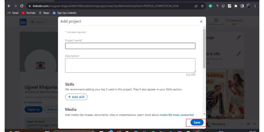 Add Projects to LinkedIn