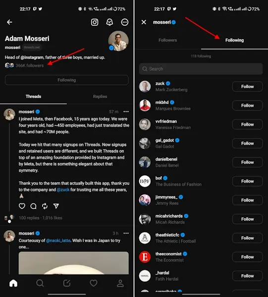 How to See Someone's Following List on Threads
