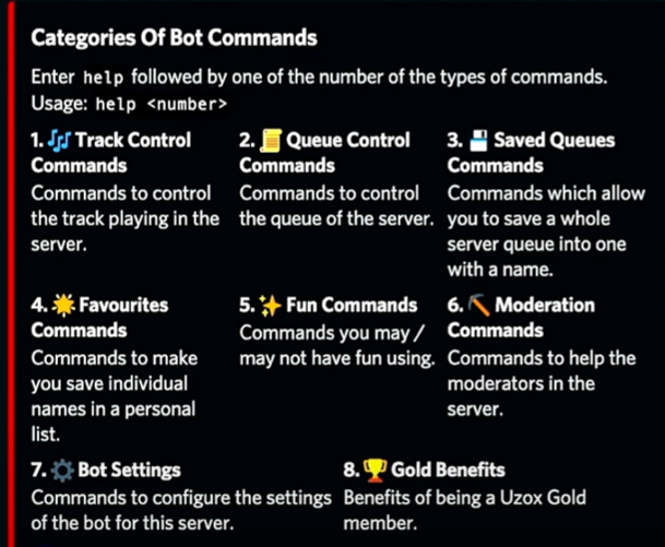 Uzox Discord Bot Commands?