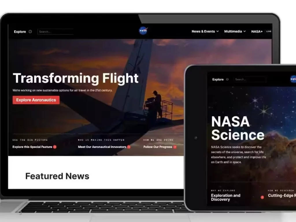 NASA ON a laptop and a tablet; NASA+ App Review - Exploring Space From Home