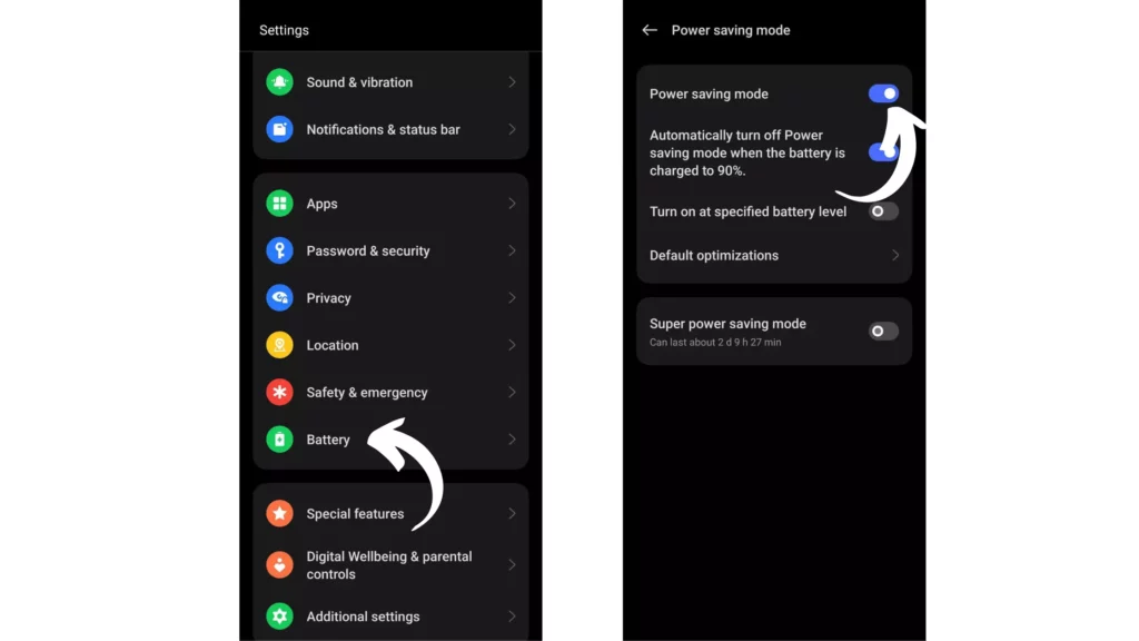 Fix WhatsApp Call Not Showing On Screen By Turning Off the Android Battery Saver