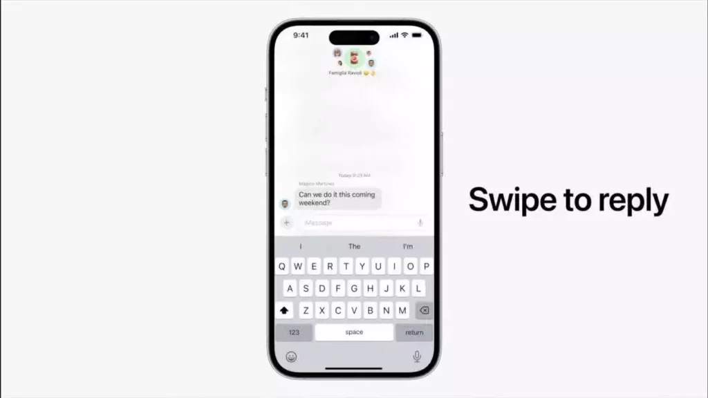 Как провести пальцем по экрану, чтобы ответить в iMessage в iOS 17 на iPhone?