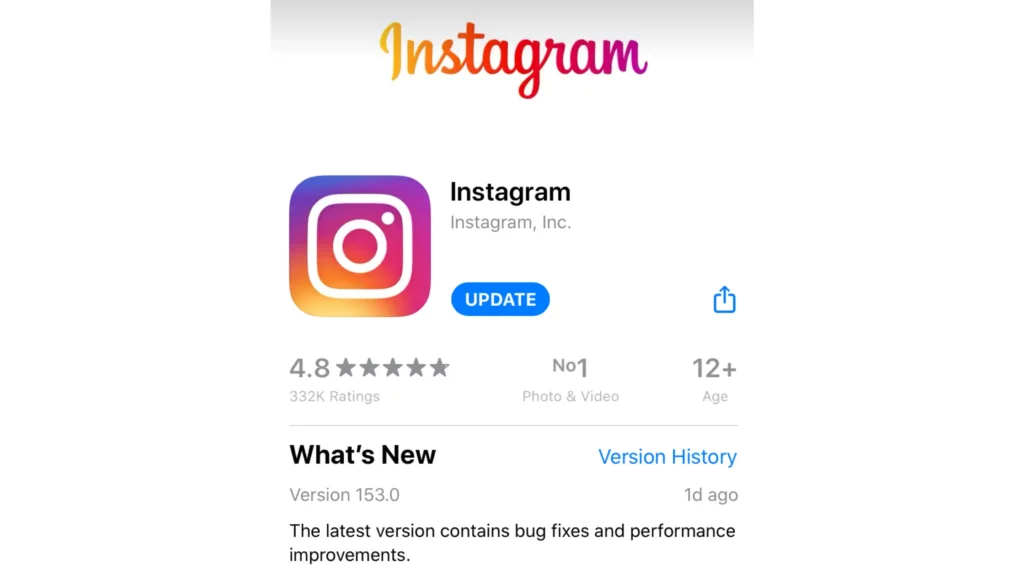 Fix the Instagram Feed to Only Showing Reels By Checking for App Updates