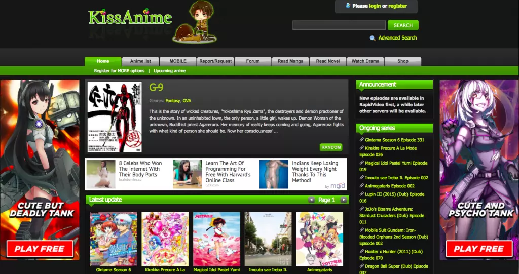 KissAnime Homepage; How to Download From KissAnime