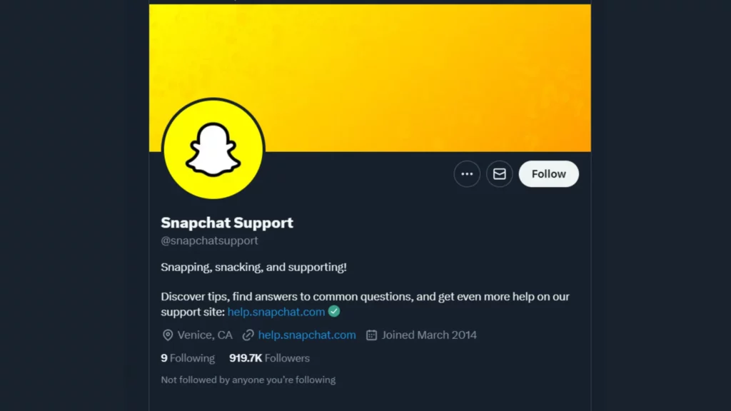 Contact Snapchat Support on Twitter