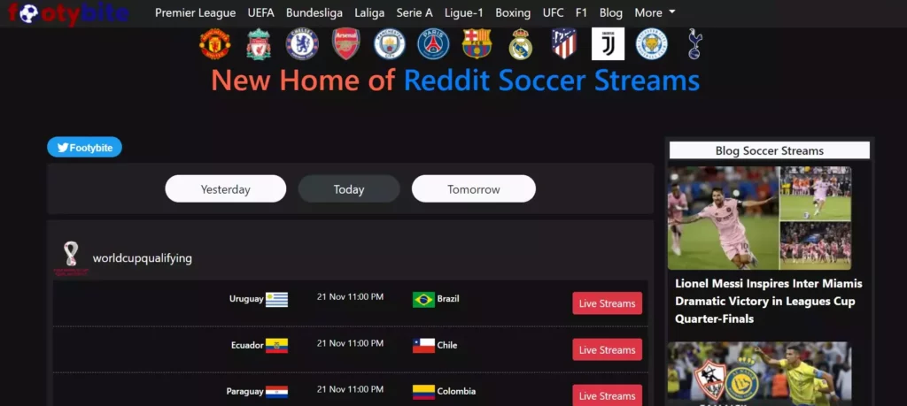 FootyBite-Homepage; 25 Free & Legal Football Streaming Sites: 2023 Updated List