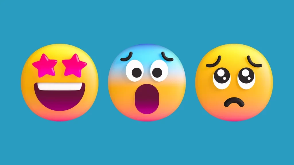 Star heart eyes emoji, Distressed emoji and sad emoji side by side; Does iOS 17 Have New Emojis? Expressing with Fresh Symbols