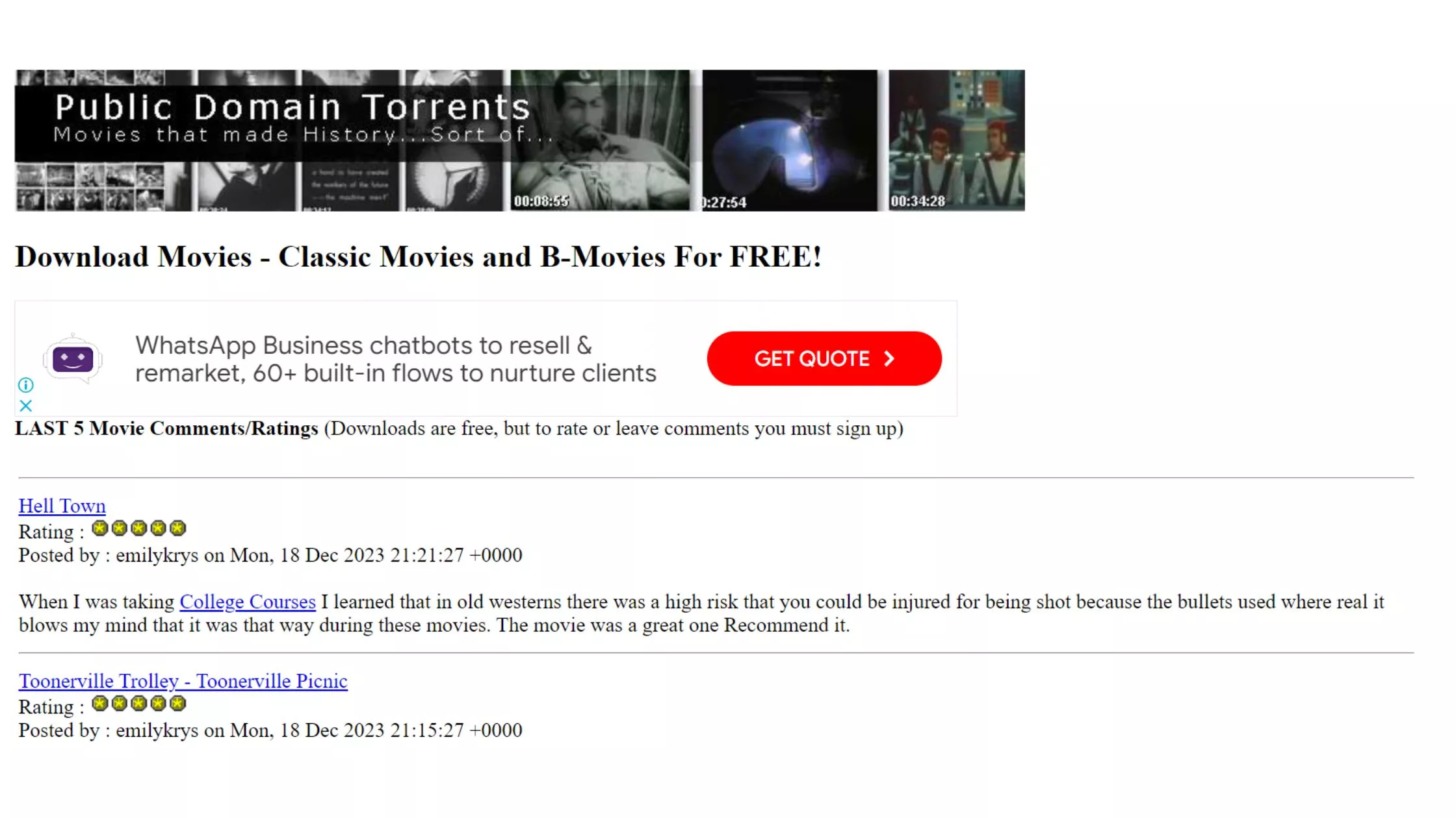 Public Domain Torrent; Sites to Download Movies for  free