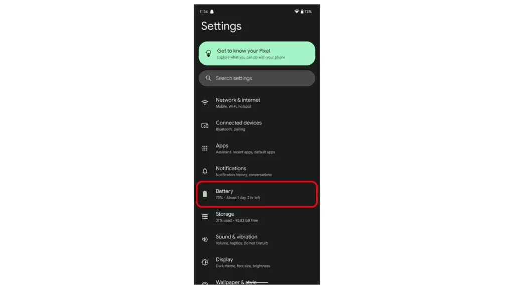 Battery option in Pixel settings; How To Share Battery On Android & Boost Your Device On The Go?